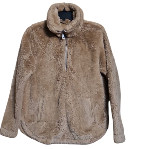 Abercrombie & Fitch Teddy Bear Sherpa Quarter Zip Pullover - Picture 1 of 7